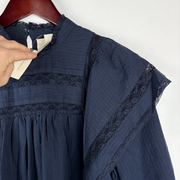 $150 Anthropologie Maeve fleetwood Ruffle Dress Navy Sz 2 Boho Prairie Fairy NWT - Picture 6 of 9